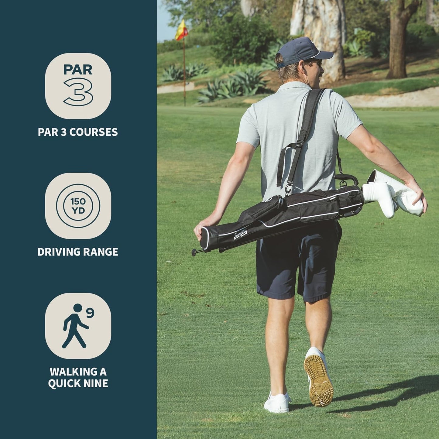 The Original Lightweight Bag with Stand – Easy to Carry, Durable Pitch & Putt Bag for Driving Range, Par 3 & Executive Courses
