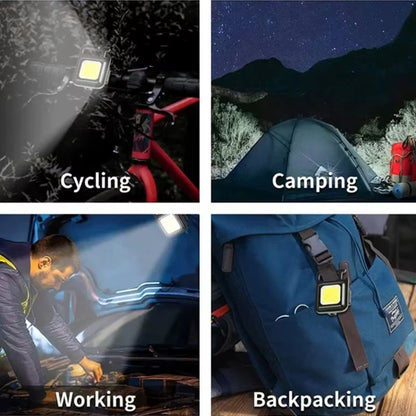 COB LED Mini Flashlight Super Bright EDC Keychain Light Outdoor Emergency Camping Pocket Lamp with Tail Magnet Corkscrew