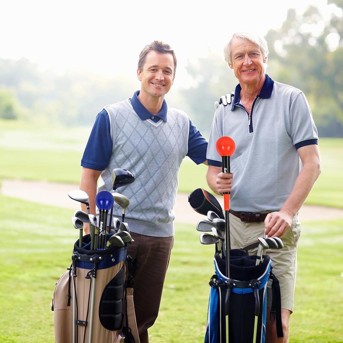 Golf Swing Trainer Aid 48"/40" Warm-Up Stick for Strength Flexibility Tempo Training Golf Practice Aid with Weighted Head Swing Corrector for Men Women