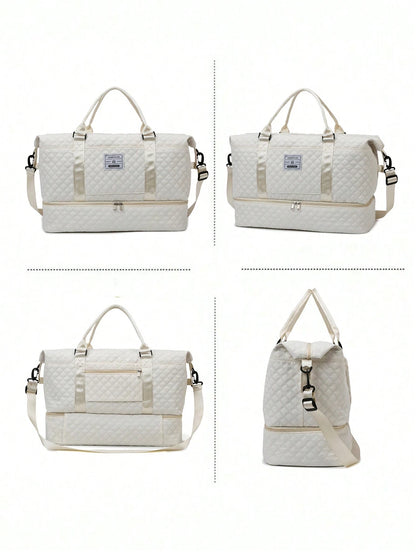 2PCS Large Capacity Travel Duffel Bag, Wet and Dry Separation Fitness Bag, Weekend Overnight Shoulder Bag, Hospital Necessary Mommy Bag, Travel Bag, Holiday Bag, Weekend Bag, Overnight Bag, with a Pull Bar Bag, with Shoe Storage, Boarding Bag, Cosmetics S