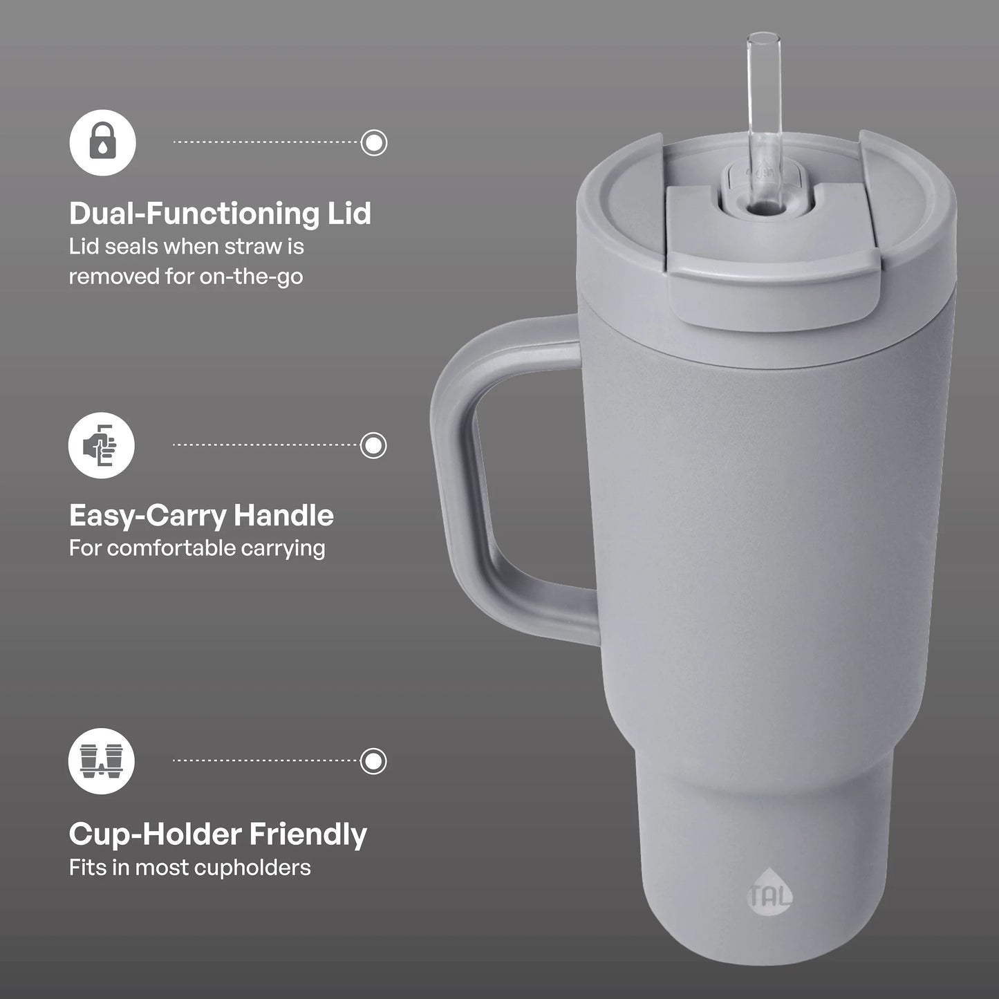 Stainless Steel Hudson Tumbler with Straw 40 Fl Oz, Gray Blue