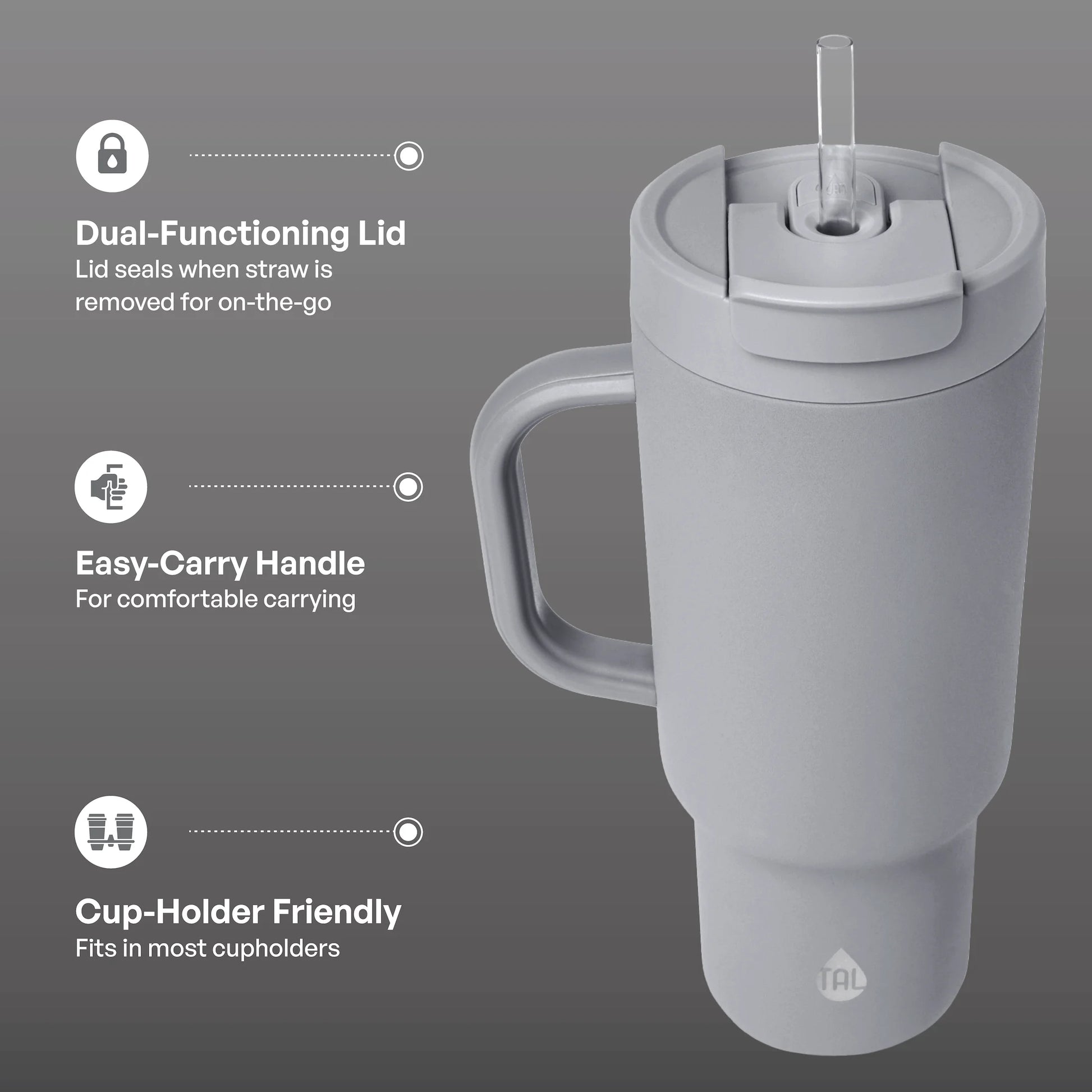 Stainless Steel Hudson Tumbler with Straw 40 Fl Oz, Gray Blue