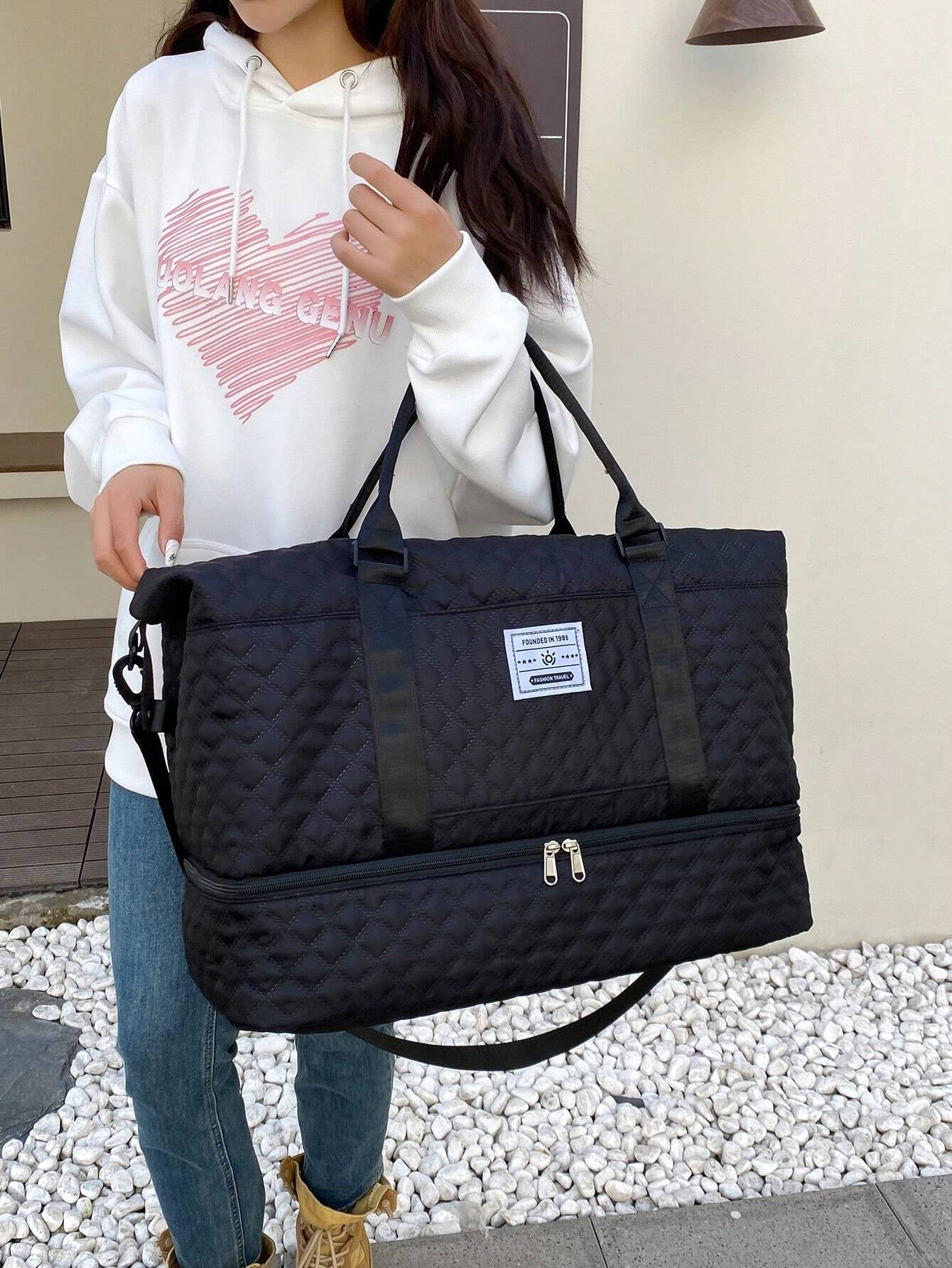 2PCS Large Capacity Travel Duffel Bag, Wet and Dry Separation Fitness Bag, Weekend Overnight Shoulder Bag, Hospital Necessary Mommy Bag, Travel Bag, Holiday Bag, Weekend Bag, Overnight Bag, with a Pull Bar Bag, with Shoe Storage, Boarding Bag, Cosmetics S