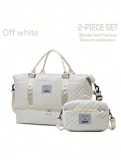 2PCS Large Capacity Travel Duffel Bag, Wet and Dry Separation Fitness Bag, Weekend Overnight Shoulder Bag, Hospital Necessary Mommy Bag, Travel Bag, Holiday Bag, Weekend Bag, Overnight Bag, with a Pull Bar Bag, with Shoe Storage, Boarding Bag, Cosmetics S