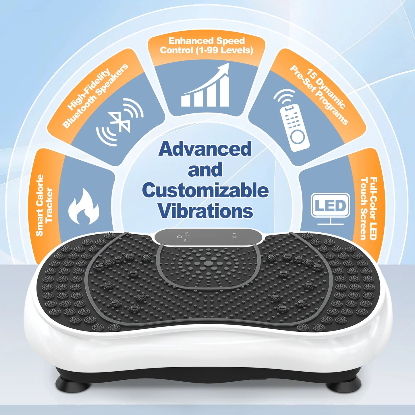 Vibration Plate Exercise Machine Whole Body Workout Vibration Fitness Platform with Accessories, White