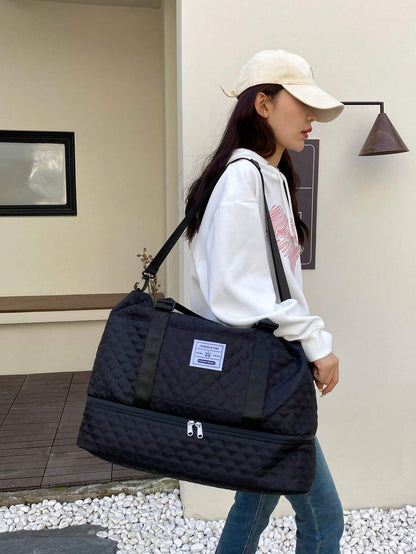 2PCS Large Capacity Travel Duffel Bag, Wet and Dry Separation Fitness Bag, Weekend Overnight Shoulder Bag, Hospital Necessary Mommy Bag, Travel Bag, Holiday Bag, Weekend Bag, Overnight Bag, with a Pull Bar Bag, with Shoe Storage, Boarding Bag, Cosmetics S