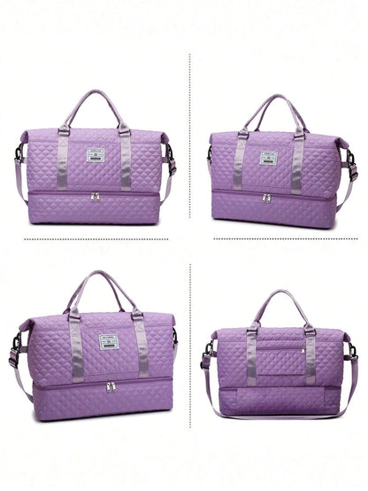 2PCS Large Capacity Travel Duffel Bag, Wet and Dry Separation Fitness Bag, Weekend Overnight Shoulder Bag, Hospital Necessary Mommy Bag, Travel Bag, Holiday Bag, Weekend Bag, Overnight Bag, with a Pull Bar Bag, with Shoe Storage, Durable Boarding Bag, Cos