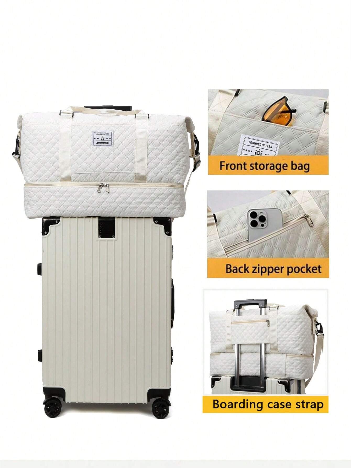 2PCS Large Capacity Travel Duffel Bag, Wet and Dry Separation Fitness Bag, Weekend Overnight Shoulder Bag, Hospital Necessary Mommy Bag, Travel Bag, Holiday Bag, Weekend Bag, Overnight Bag, with a Pull Bar Bag, with Shoe Storage, Boarding Bag, Cosmetics S