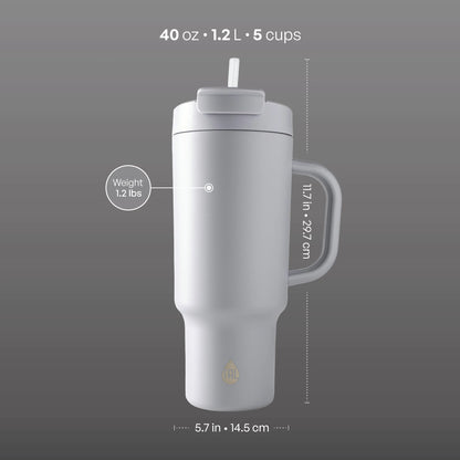 Stainless Steel Hudson Tumbler with Straw 40 Fl Oz, Gray Blue