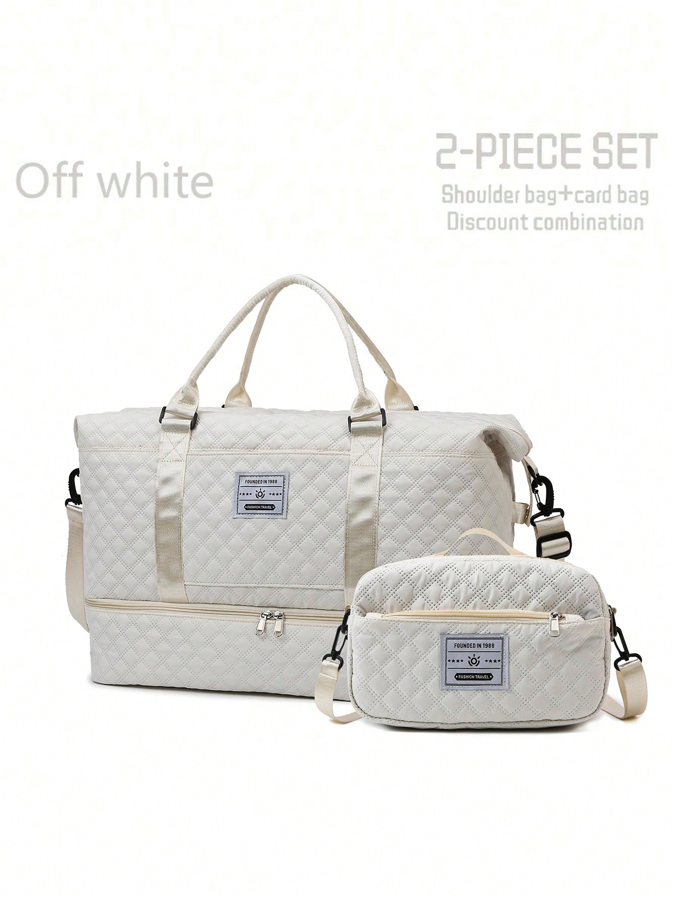 2PCS Large Capacity Travel Duffel Bag, Wet and Dry Separation Fitness Bag, Weekend Overnight Shoulder Bag, Hospital Necessary Mommy Bag, Travel Bag, Holiday Bag, Weekend Bag, Overnight Bag, with a Pull Bar Bag, with Shoe Storage, Boarding Bag, Cosmetics S