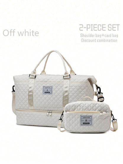 2PCS Large Capacity Travel Duffel Bag, Wet and Dry Separation Fitness Bag, Weekend Overnight Shoulder Bag, Hospital Necessary Mommy Bag, Travel Bag, Holiday Bag, Weekend Bag, Overnight Bag, with a Pull Bar Bag, with Shoe Storage, Boarding Bag, Cosmetics S