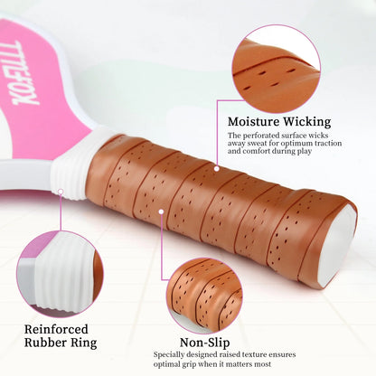 Pickleball Paddles Pickleball Rackets Set Lightweight Fiberglass Surface&Honeycomb Core Pickleball Set Pink and Green Gifts for Women Girls Beginners
