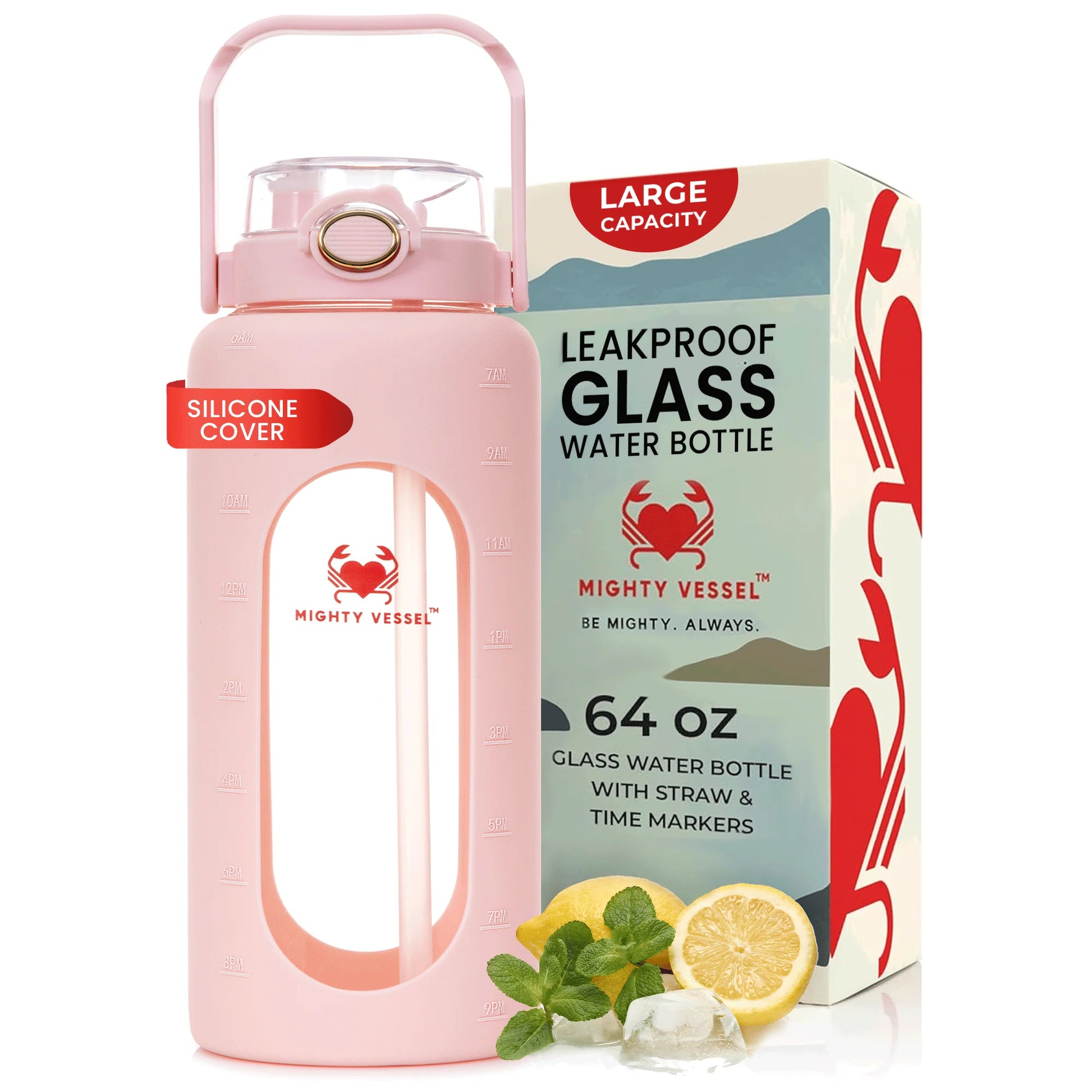 FINAL SALE - ™ SHATTER-RESISTANT GLASS WATER BOTTLE | 64 OZ