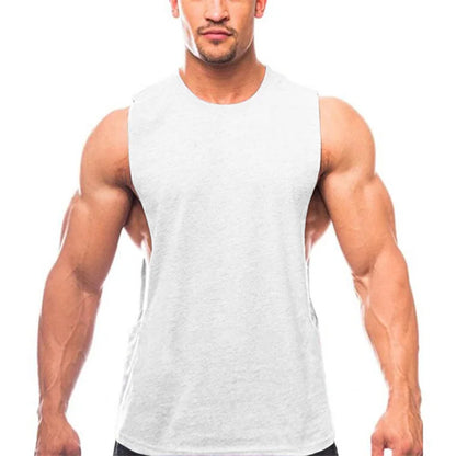 Gym Fitness Workout Running Tank Tops Summer Casual Cotton Breathable Sleeveless Vests Mens Bodybuilding Muscle Sport T-shirts