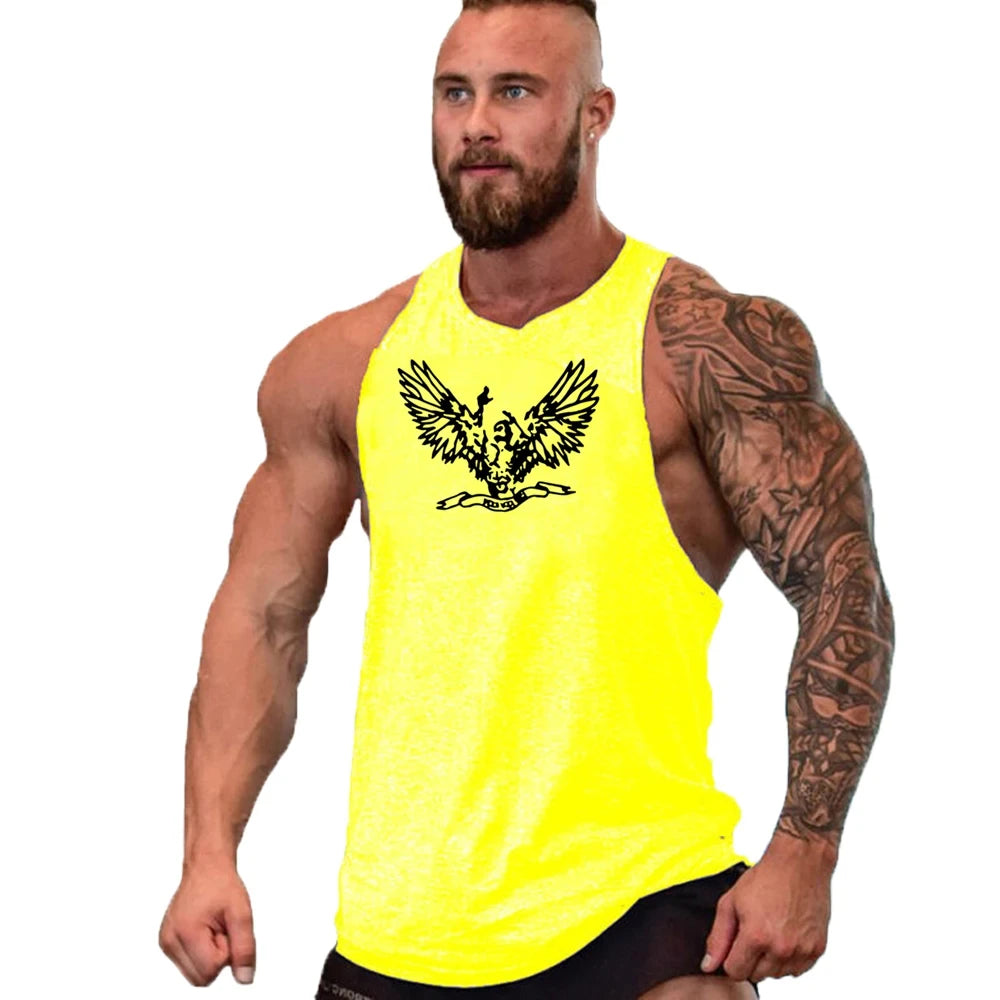 Gym Top Men Shirt Man Muscle Fit T-shirt Fitness Bodybuilding Stringer Vest Clothes Clothing Men's Singlets Muscular T-shirts
