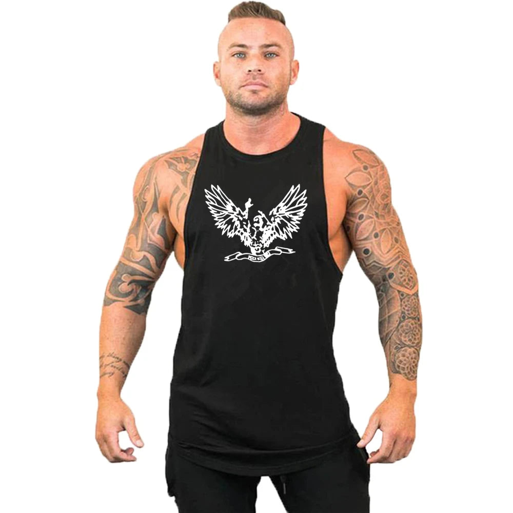 Gym Top Men Shirt Man Muscle Fit T-shirt Fitness Bodybuilding Stringer Vest Clothes Clothing Men's Singlets Muscular T-shirts