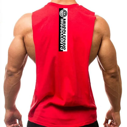 Gym Fitness Workout Running Tank Tops Summer Casual Cotton Breathable Sleeveless Vests Mens Bodybuilding Muscle Sport T-shirts