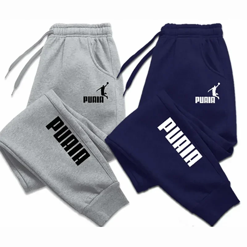 PUAIA Print Men'S Pants Autumn/Winter New Sport Jogging Trousers Fitness Loose Fit Clothing Solid Color Outfit Streetwear Pants