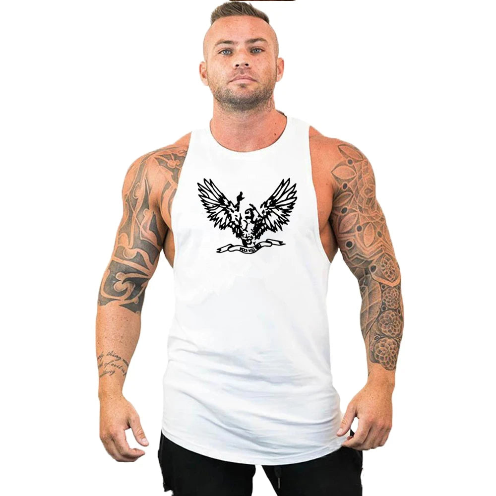 Gym Top Men Shirt Man Muscle Fit T-shirt Fitness Bodybuilding Stringer Vest Clothes Clothing Men's Singlets Muscular T-shirts