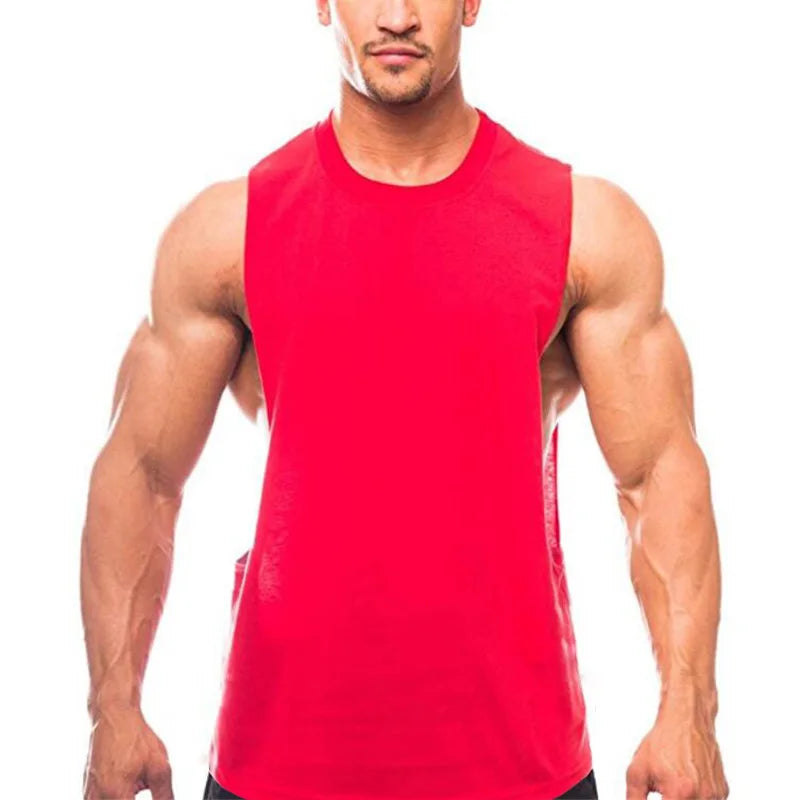 Gym Fitness Workout Running Tank Tops Summer Casual Cotton Breathable Sleeveless Vests Mens Bodybuilding Muscle Sport T-shirts