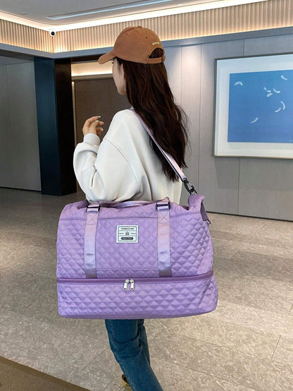 2PCS Large Capacity Travel Duffel Bag, Wet and Dry Separation Fitness Bag, Weekend Overnight Shoulder Bag, Hospital Necessary Mommy Bag, Travel Bag, Holiday Bag, Weekend Bag, Overnight Bag, with a Pull Bar Bag, with Shoe Storage, Durable Boarding Bag, Cos