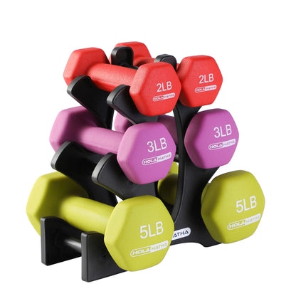 Neoprene Dumbbell Free Weight Set with Rack