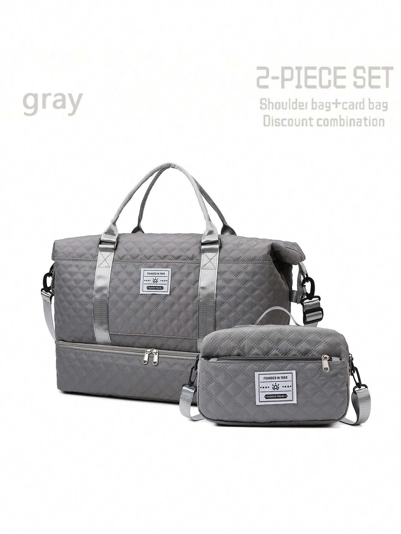 2PCS Large Capacity Travel Duffel Bag, Wet and Dry Separation Fitness Bag, Weekend Overnight Shoulder Bag, Hospital Necessary Mommy Bag, Travel Bag, Holiday Bag, Weekend Bag, Overnight Bag, with a Pull Bar Bag, with Shoe Storage, Boarding Bag, Cosmetics S