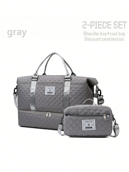 2PCS Large Capacity Travel Duffel Bag, Wet and Dry Separation Fitness Bag, Weekend Overnight Shoulder Bag, Hospital Necessary Mommy Bag, Travel Bag, Holiday Bag, Weekend Bag, Overnight Bag, with a Pull Bar Bag, with Shoe Storage, Boarding Bag, Cosmetics S