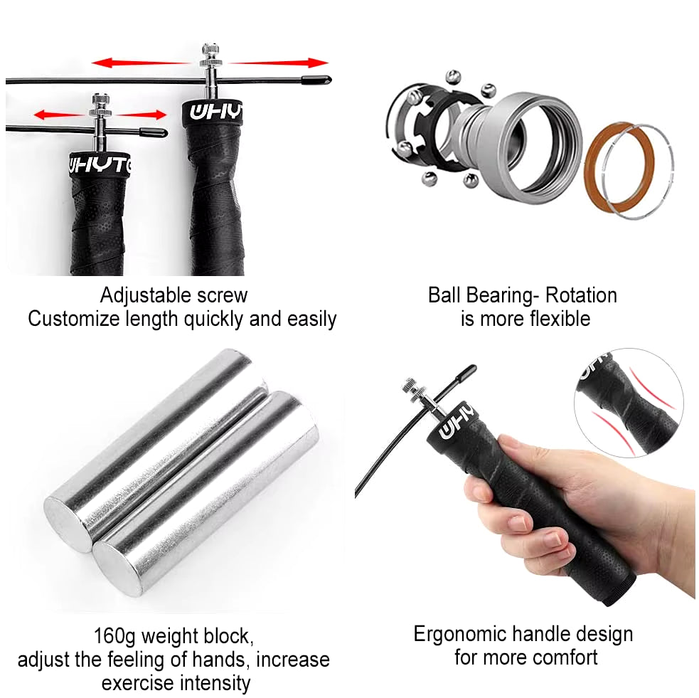 Weighted Jump Rope Skipping Rope Tangle-Free Speed Rope with Ball Bearings for Exercise Fitness Adjustable Rapid Speed Jump Rope