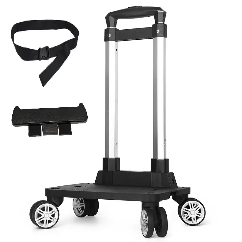 Portable 4/5 Wheel Trolley Rack Aluminum Alloy Foldable Pullling Rod Carrier for Student Backpack Pet Bag Load Bearing 15Kg
