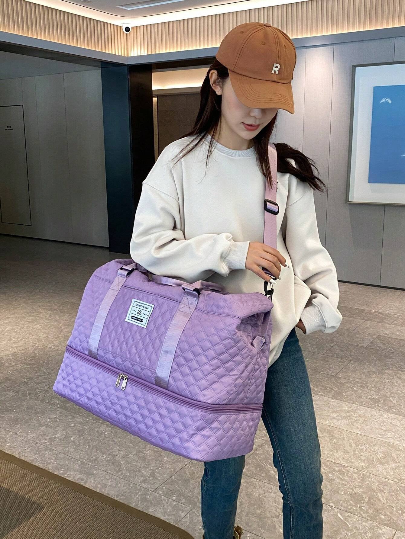 2PCS Large Capacity Travel Duffel Bag, Wet and Dry Separation Fitness Bag, Weekend Overnight Shoulder Bag, Hospital Necessary Mommy Bag, Travel Bag, Holiday Bag, Weekend Bag, Overnight Bag, with a Pull Bar Bag, with Shoe Storage, Durable Boarding Bag, Cos