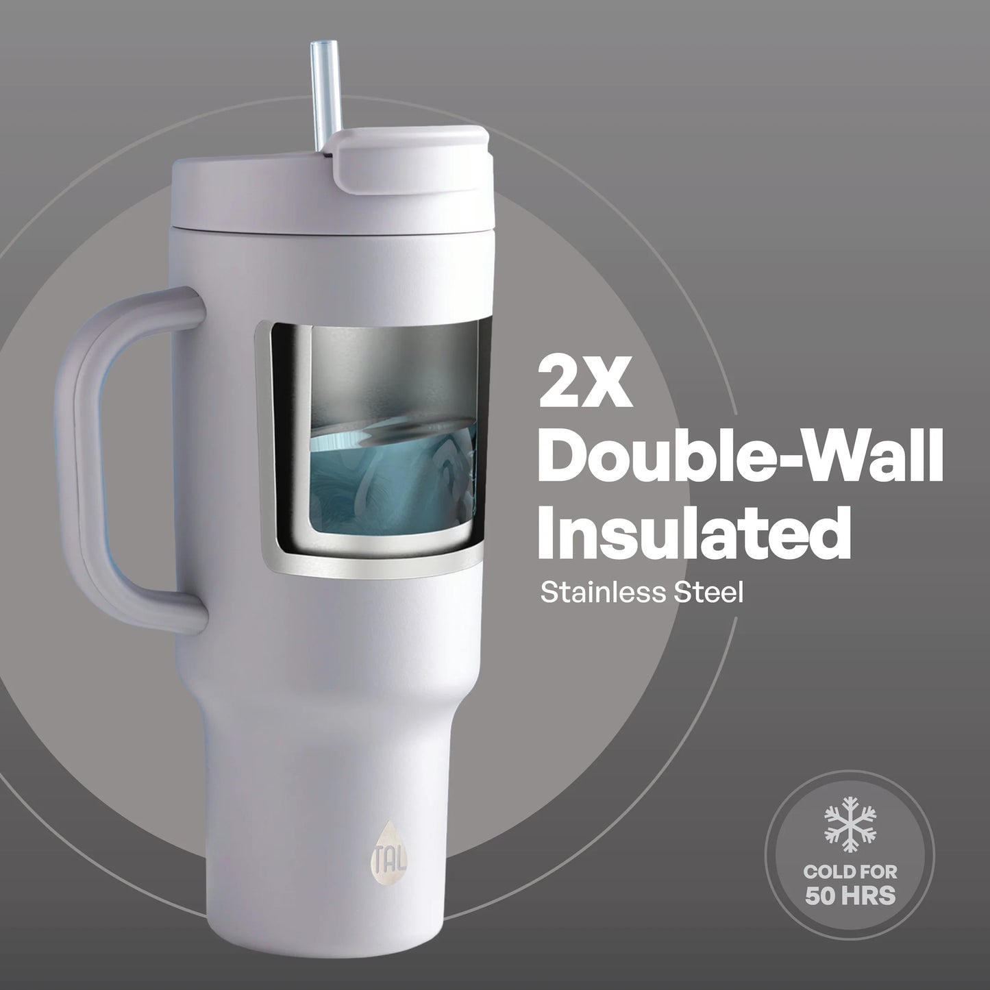 Stainless Steel Hudson Tumbler with Straw 40 Fl Oz, Gray Blue