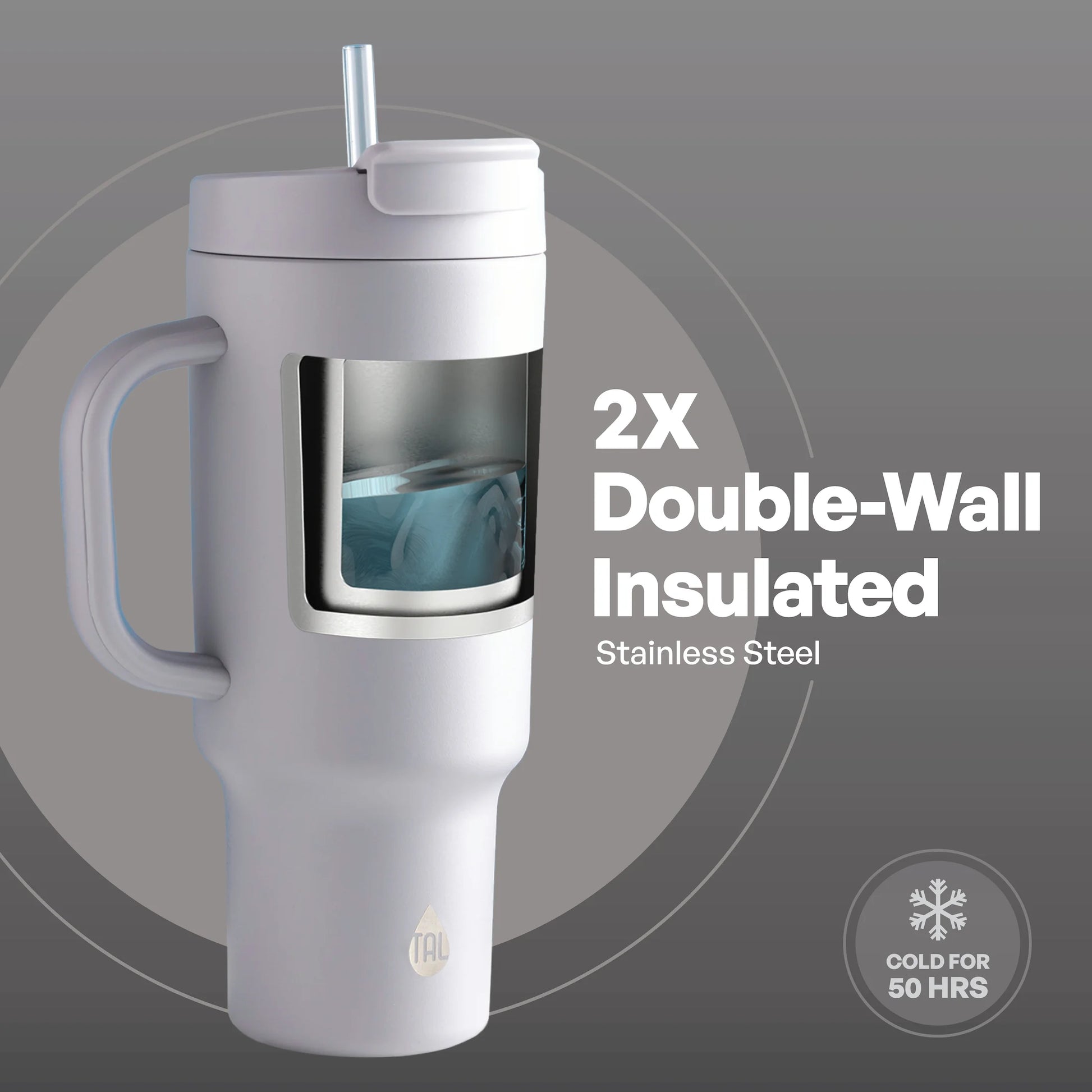 Stainless Steel Hudson Tumbler with Straw 40 Fl Oz, Gray Blue