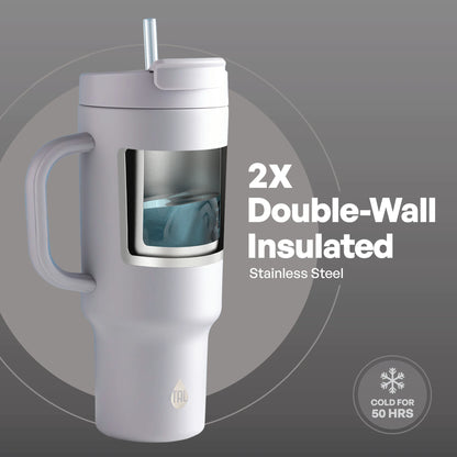 Stainless Steel Hudson Tumbler with Straw 40 Fl Oz, Gray Blue