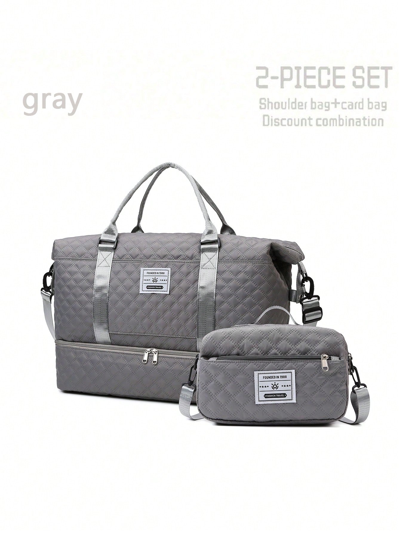 2PCS Large Capacity Travel Duffel Bag, Wet and Dry Separation Fitness Bag, Weekend Overnight Shoulder Bag, Hospital Necessary Mommy Bag, Travel Bag, Holiday Bag, Weekend Bag, Overnight Bag, with a Pull Bar Bag, with Shoe Storage, Boarding Bag, Cosmetics S