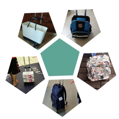 Portable 4/5 Wheel Trolley Rack Aluminum Alloy Foldable Pullling Rod Carrier for Student Backpack Pet Bag Load Bearing 15Kg